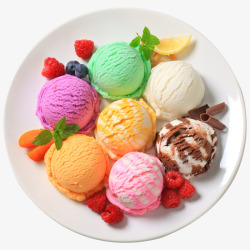 底盘一盘彩色的冰淇淋高清图片