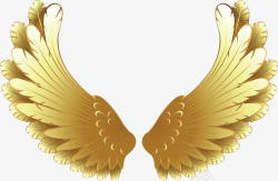 一对金色的翅膀手绘图素材