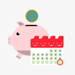 小猪存钱罐与日历素材