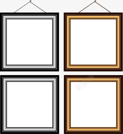正方形相框黄灰色正方形边框高清图片