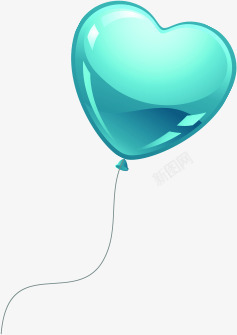 蓝色手绘珠光爱心气球七夕情人节素材