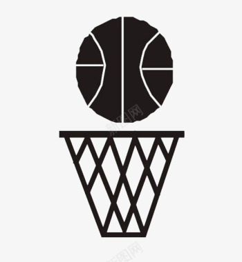 手绘黑白框上方的篮球图案图标图标
