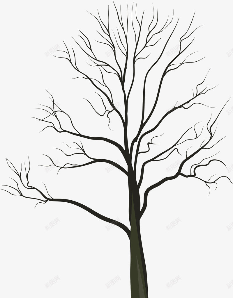 手绘枯树矢量图ai免抠素材_88icon https://88icon.com AI 一棵枯树 卡通 手绘 手绘立面干枯树 枯树 树干 树木 矢量图 线条 黑色