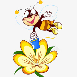采花的蜜蜂卡通可爱小蜜蜂采花蜜高清图片