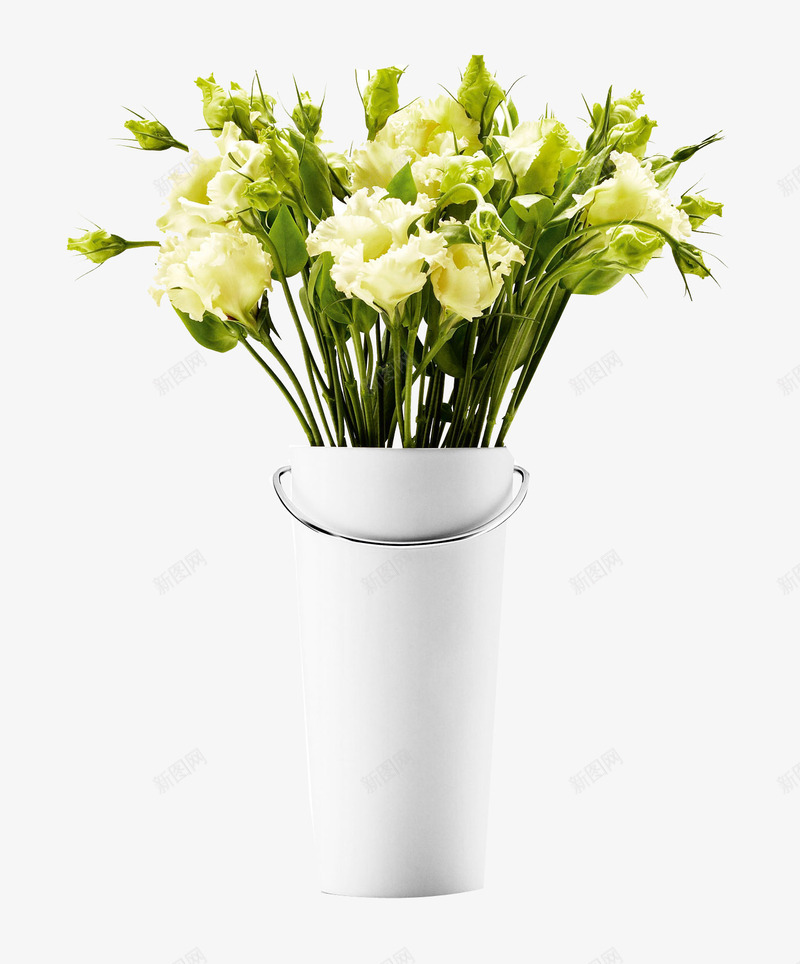 花瓶和鲜花png免抠素材_88icon https://88icon.com 小清新 漂亮 白色花瓶 绿色植物 装饰物