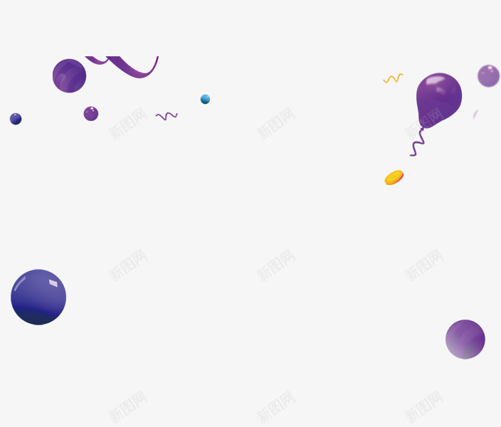 紫色漂浮圆球彩带png免抠素材_88icon https://88icon.com 圆球 彩带 气球 紫色 金币