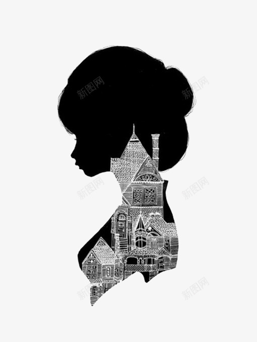 黑色城堡剪影少女psd免抠素材_88icon https://88icon.com 剪影 城堡 少女 黑色