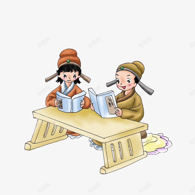 卡通认真看书的古代小孩png免抠素材_88icon https://88icon.com 古人看书 古代小孩 古风 插画 看图识字 读书识字