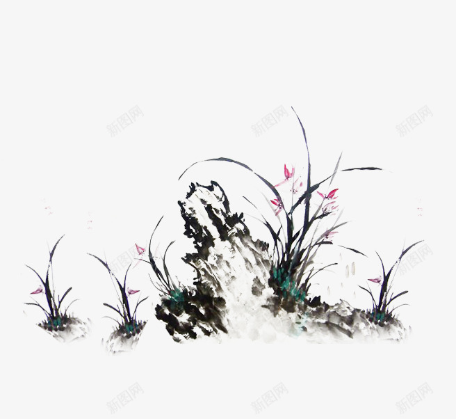 手绘额水墨海草图png免抠素材_88icon https://88icon.com 手绘植物 植物 水墨画 海草 海葵图片 海藻 石头 绿植