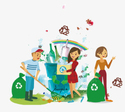 垃圾分类公益宣传画面卡通手绘垃圾分类环保插画高清图片
