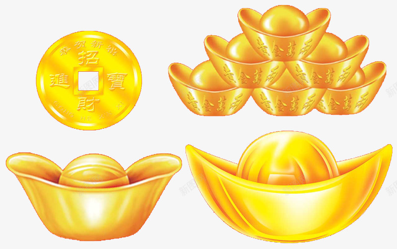 金色元宝装饰图案png免抠素材_88icon https://88icon.com 元宝 装饰图案 金币 金色