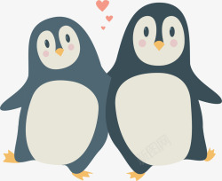 浪漫情人节情侣企鹅矢量图素材