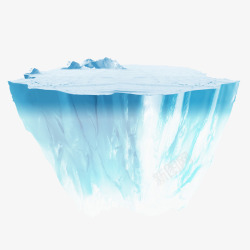 蓝色冰山夏日冰山元素高清图片