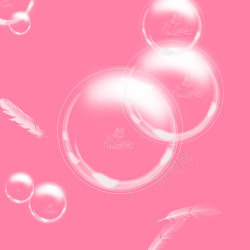 粉色泡泡透明泡泡粉色羽毛高清图片