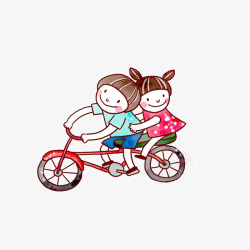可爱情侣骑单车素材