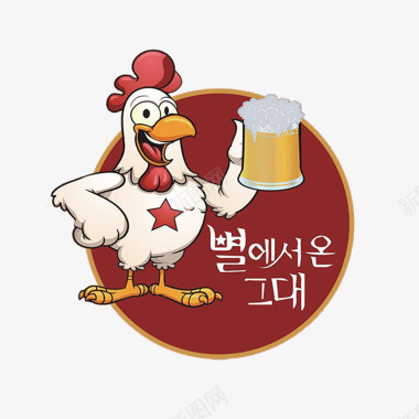 传统矢量图案韩国炸鸡图标图标