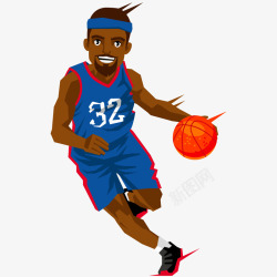 黑人篮球篮球运动员运球手绘插画矢量图高清图片