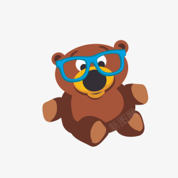 卡通戴眼镜的小熊动物矢量图素材