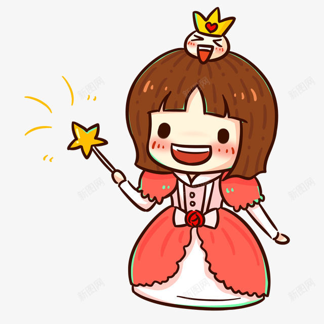 卡通拿魔法棒的少女png免抠素材_88icon https://88icon.com 卡通 少女 魔法