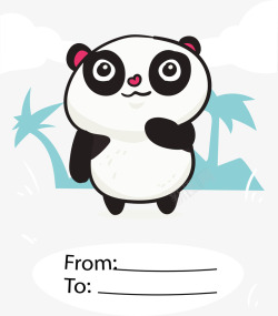 手绘小熊猫留言卡矢量图素材