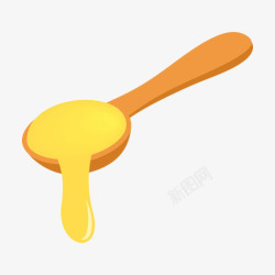 手绘黄色蜂蜜木勺素材
