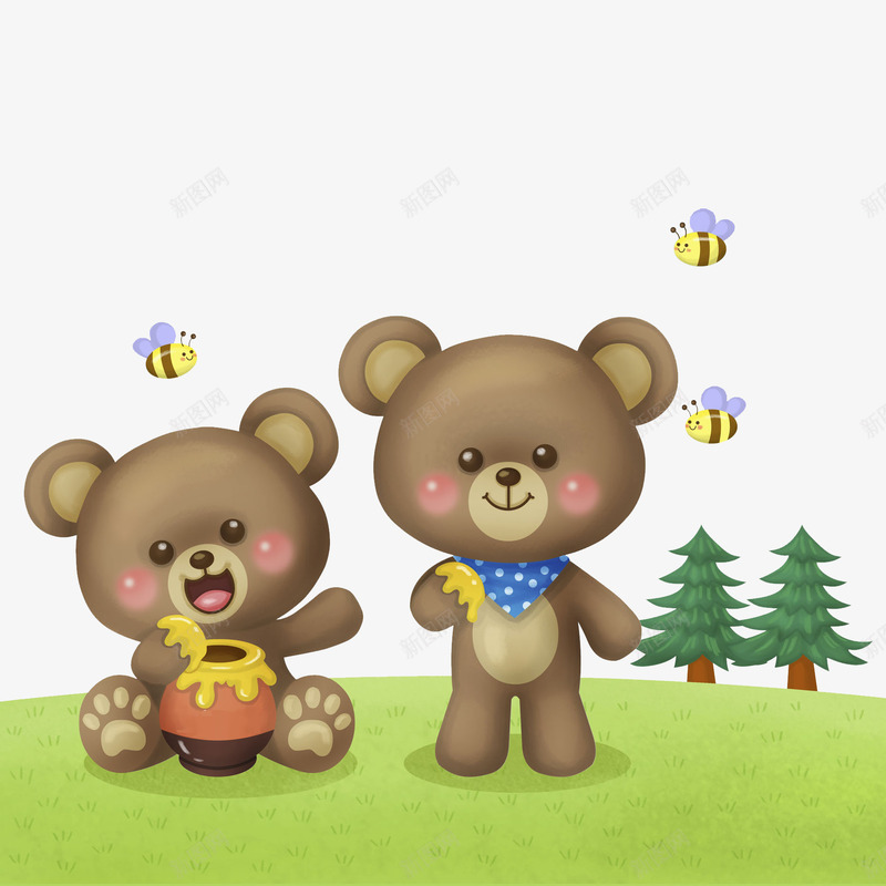 高兴的小熊png免抠素材_88icon https://88icon.com 卡通 密封 小熊 棕色的 绿色的 罐子 蜂蜜