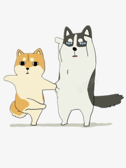 小狗插画PNG柴犬和哈士奇卡通高清图片