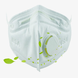 防霾口罩白色纯净绿叶环保防霾一次性口罩高清图片