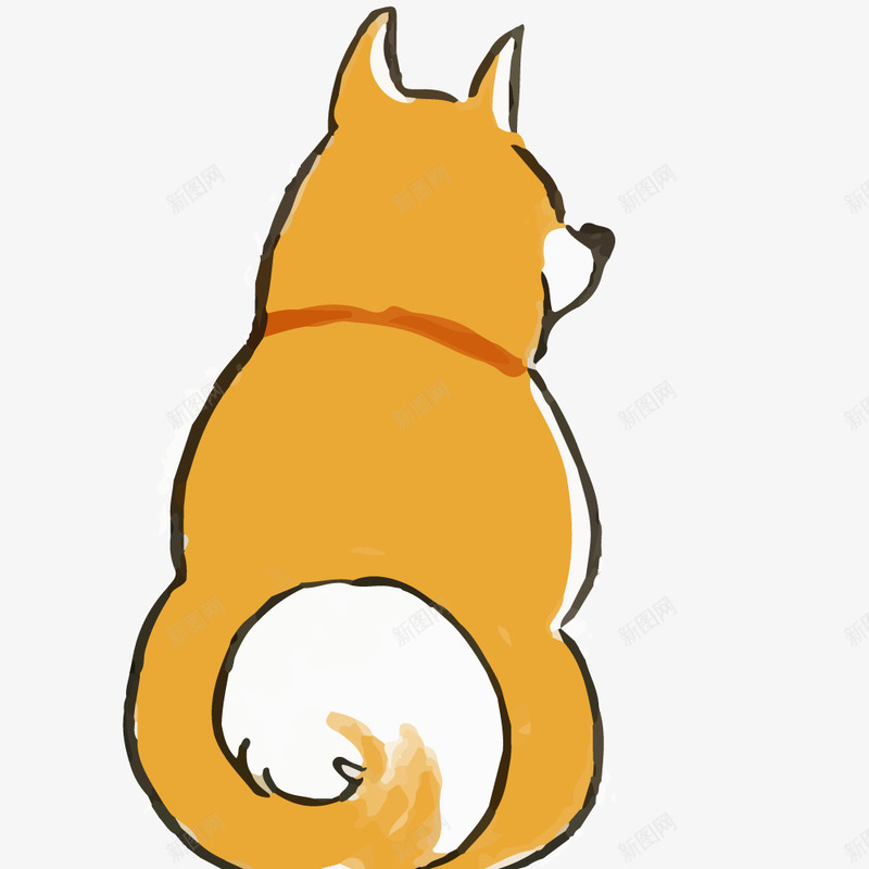 坐着的卡通小狗后背图png免抠素材_88icon https://88icon.com 动作 动物 卡通 后背图 坐着的 小狗 手绘图