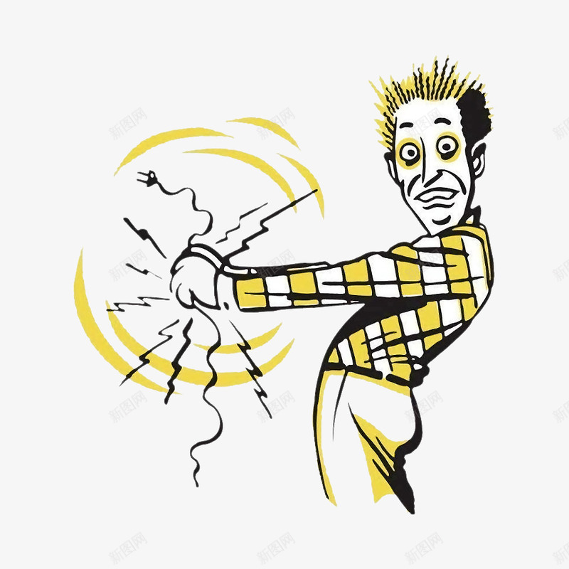 卡通手绘愚人节男人触电png免抠素材_88icon https://88icon.com 卡通的人物 恶搞的男人 手绘的男人 搞笑的男人 触电的男人