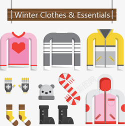 扁平冬季保暖衣物素材