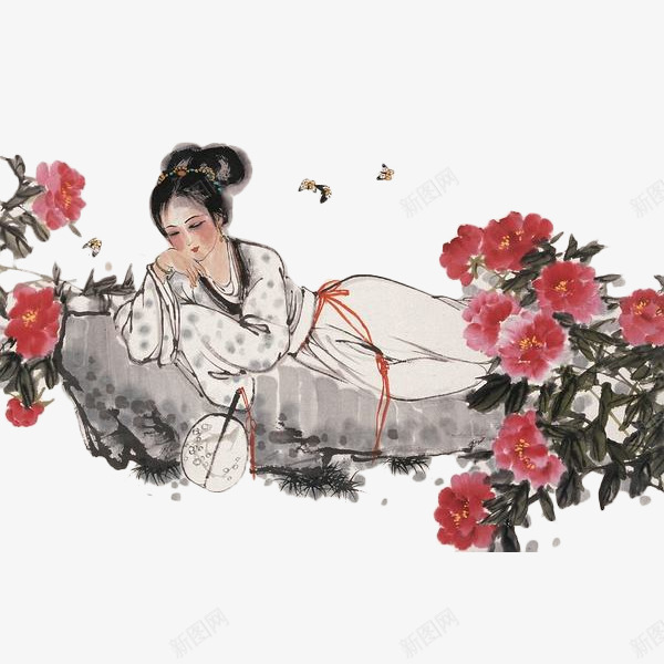 红楼梦插画人物湘云眠芍png免抠素材_88icon https://88icon.com 中国风 古典 手绘 插画 水墨 红楼梦