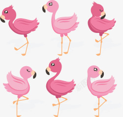可爱卡通粉色火烈鸟矢量图素材