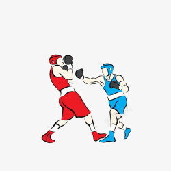 卡通进行搏击比赛的红蓝双方素材