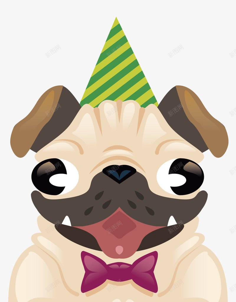 过生日的八哥犬png免抠素材_88icon https://88icon.com 八哥犬 可爱狗狗 宠物狗 狗狗生日 矢量png 过生日 过生日的狗