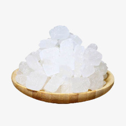 糖块木盘子里的白色单晶冰糖高清图片