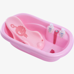 粉色新生儿可坐躺浴盆素材