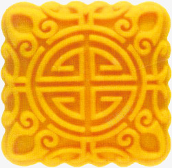 黄色方形样式月饼素材