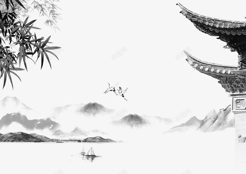 中国风经典多种装饰纹样png免抠素材_88icon https://88icon.com 中国风符号 亭子 从容 优美 全景 凉亭 山川 山水 意境 格局 水墨庭院 艺术