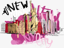 纽约自由女神像插画矢量图素材