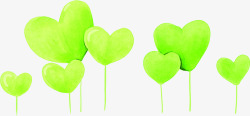 绿色心形气球漂浮装饰素材