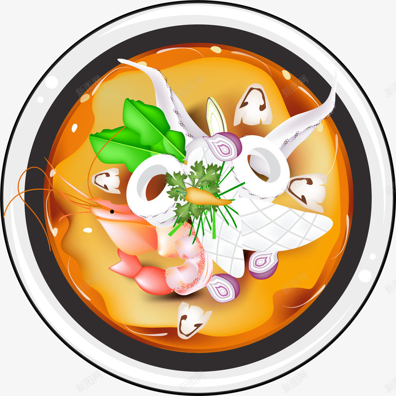 手绘海鲜汤png免抠素材_88icon https://88icon.com 手绘 海鲜汤 美食