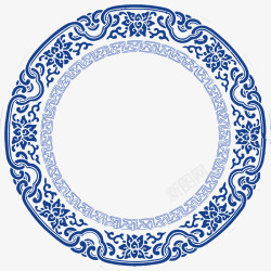 中国风蓝色青花瓷底纹圆形底纹高清图片