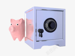 保险柜和粉红小猪素材