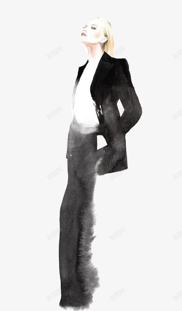 手绘商务高端女装png免抠素材_88icon https://88icon.com 创意 性感 手绘时尚