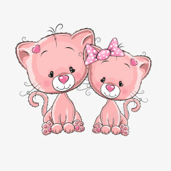 粉红色的卡通小熊矢量图素材