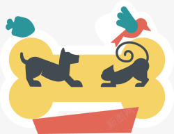 商品吊牌手绘卡通小动物猫狗矢量图高清图片