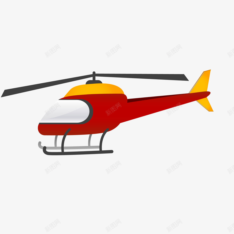 红色的直升飞机矢量图ai免抠素材_88icon https://88icon.com 交通工具 直升飞机 私人飞机 航行 飞行 矢量图