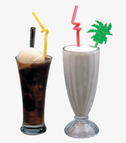 搅拌棒西米椰奶与冰淇淋球饮料高清图片