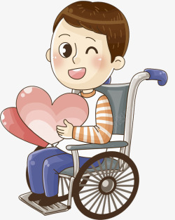 卡通坐在轮椅上的男孩素材
